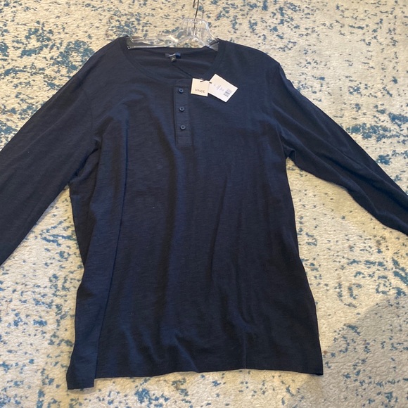 VINCE BLACK MENS LONG SLEEVE HALF-BUTTON DOWN!